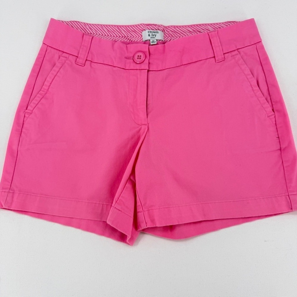 Crown & Ivy Pink Flat Front Shorts Womens Petite 2P Preppy Summer